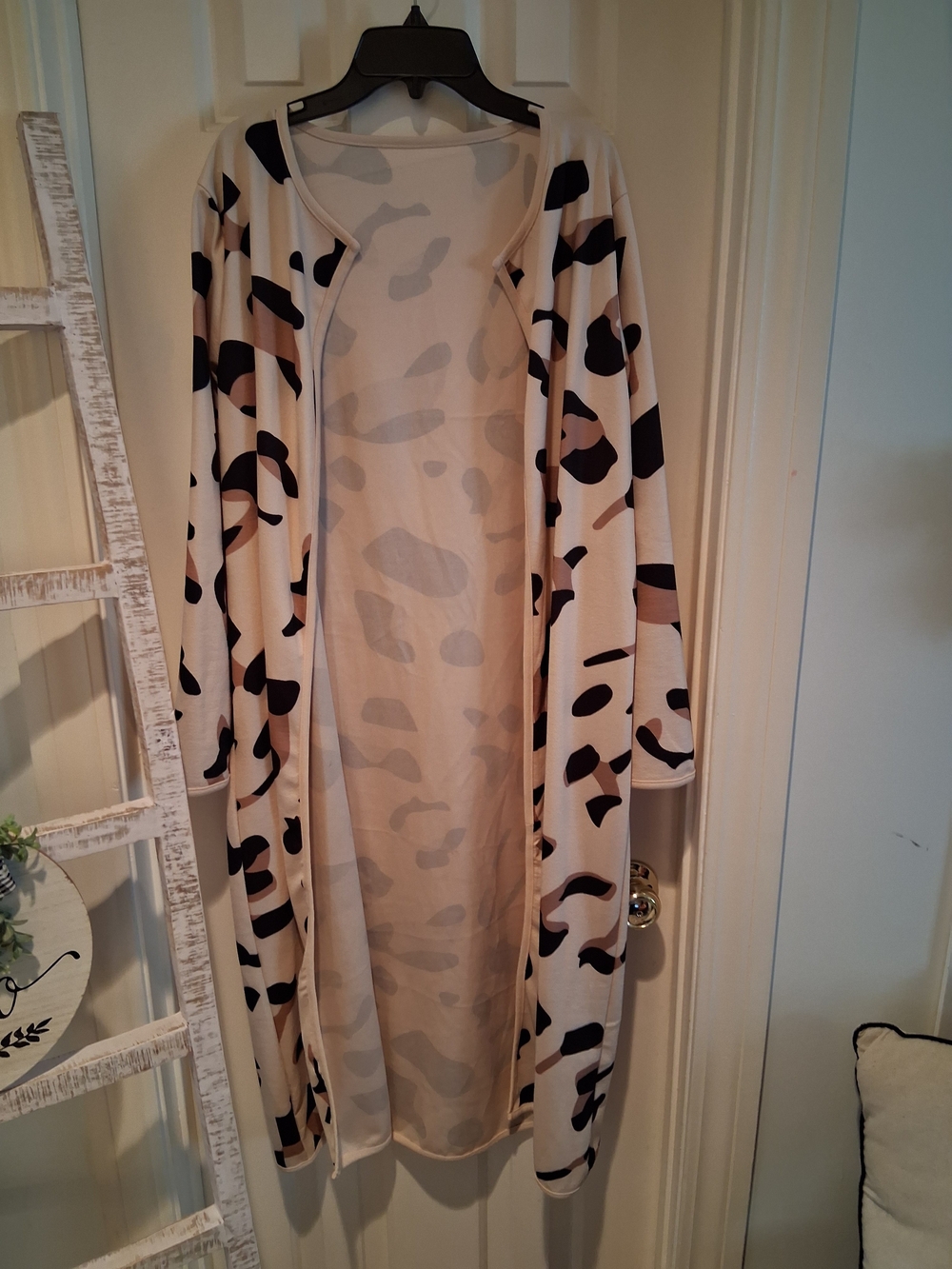 Neutral Animal Print Duster/Cardigan in Beige, Black and Brown